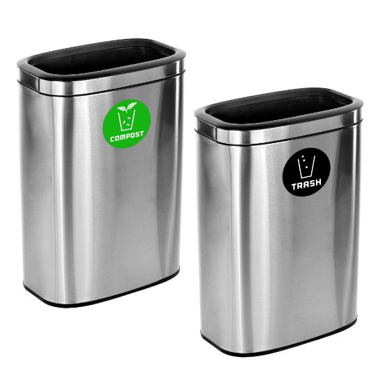 Picture of Alpine Industries Compost Trash Stations, 10.5 Gallons, Silver, Pack Of 2 Stations