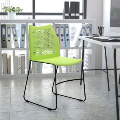 Picture of Flash Furniture HERCULES Series Sled-Base Stack Chair With Air-Vent Back, Green