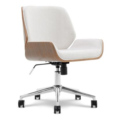 Picture of Elle Decor Ophelia Bentwood Fabric Mid-Back Task Chair, Ivory/Chrome