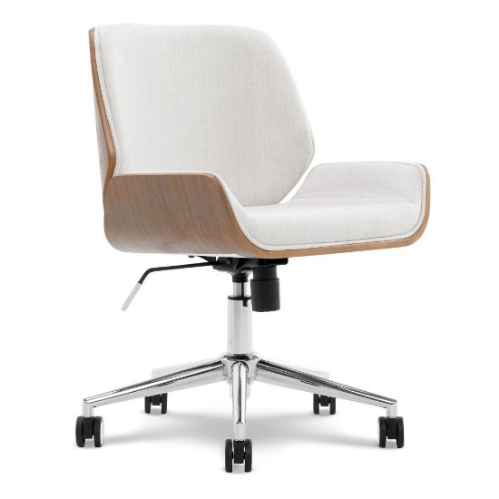 Picture of Elle Decor Ophelia Bentwood Fabric Mid-Back Task Chair, Ivory/Chrome