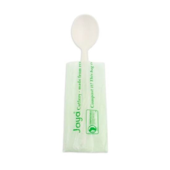 Picture of Stalk Market Compostable Individually Wrapped Spoons, 6-1/2in, White, Pack Of 750 Spoons