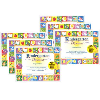 Picture of TREND Classic Diplomas, 8-1/2in x 11in, Kindergarten, 30 Certificates Per Pack, Set Of 6 Packs