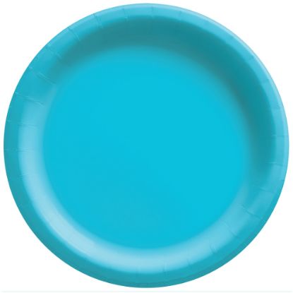 Picture of Amscan Round Paper Plates, 8-1/2in, Caribbean Blue, Pack Of 150 Plates