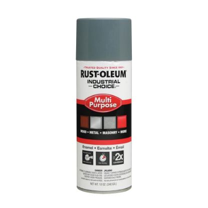 Picture of Rust-Oleum Industrial Choice 1600 System Multi-Purpose Enamel Spray Paint, 12 Oz, Gloss ANSI 49 Medium Light Gray, Case Of 6 Cans