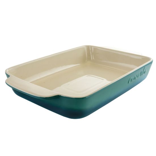 Picture of Crock-Pot Artisan 5.6-Quart Stoneware Rectangular Bake Pan, Gradient Teal