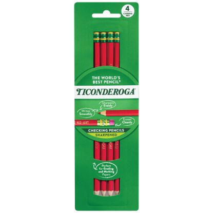 Picture of Ticonderoga Erasable Checking Pencils, Presharpened, Carmine Red, Pack Of 12