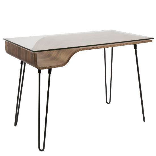 Picture of Lumisource Avery Mid-Century Modern 45inW Writing Desk, Walnut/Black