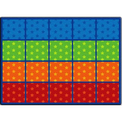 Picture of Flagship Carpets Cushy Tushy Stars Seating Rows Carpet, Rectangle, 6ft x 8ft 4in, Multicolor