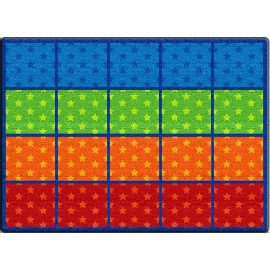 Picture of Flagship Carpets Cushy Tushy Stars Seating Rows Carpet, Rectangle, 6ft x 8ft 4in, Multicolor