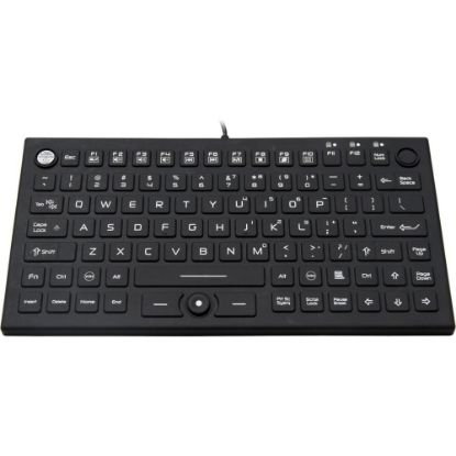 Picture of DSI WATERPROOF IP68 SILICONE COMPACT KEYBOARD W/ MOUSE POINTER, BACKLIT - Cable Connectivity - USB Interface - 89 Key - Windows - Industrial Silicon Rubber Keyswitch - Black