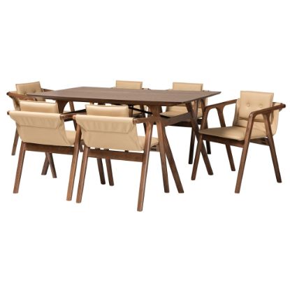 Picture of Baxton Studio Marcena 7-Piece Dining Set, Beige/Walnut