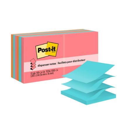 Picture of Post-it Pop Up Notes, 3 in x 3 in, 12 Pads, 100 Sheets/Pad, Clean Removal, Back to School Supplies for Students, Sticky Notes for Textbooks and Notebooks, Poptimistic Collection