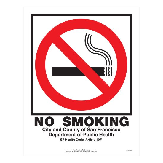 Picture of ComplyRight City & County Specialty Posters, No Smoking, English, San Francisco, 8 1/2in x 11in