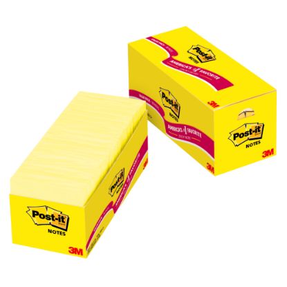 Picture of Post-it Notes, 3in x 3in, Canary Yellow, Pack Of 18 Pads