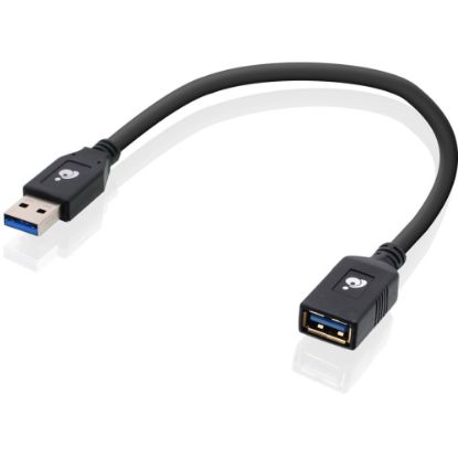 Picture of IOGEAR USB 3.0 Extension Cable Male to Female 12 Inch ft - First End: 1 x USB 3.0 Type A - Male - Second End: 1 x USB 3.0 Type A - Female - 5 Gbit/s - Extension Cable - Black