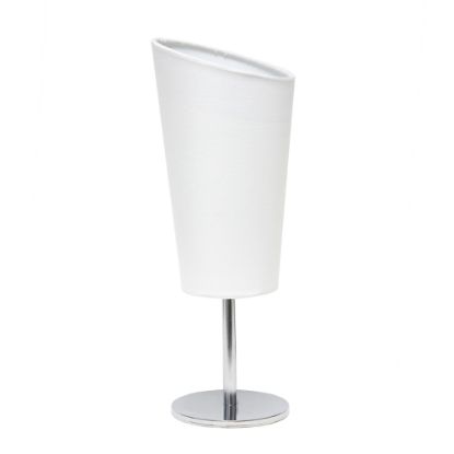 Picture of Simple Designs Mini Chrome Table Lamp With Angled Shade, 12-5/8inH, White Shade/Chrome Base