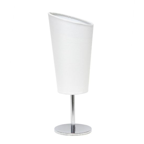 Picture of Simple Designs Mini Chrome Table Lamp With Angled Shade, 12-5/8inH, White Shade/Chrome Base