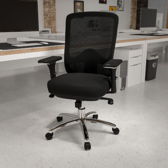 Picture of Flash Furniture HERCULES 24-7 Intensive Mesh Mid-Back Big And Tall Chair With Synchro Tilt, Black/Chrome