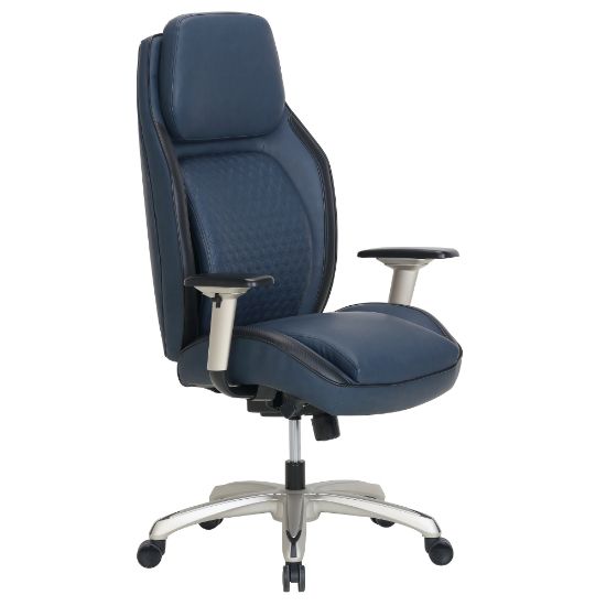 Picture of Shaquille O-Neal Zephyrus Ergonomic Bonded Leather High-Back Executive Chair, Navy/Silver