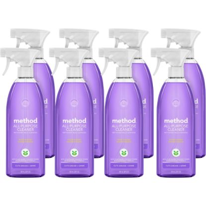 Picture of Method All-Purpose Cleaner - 28 fl oz (0.9 quart) - Fresh, French Lavender Scent - 8 / Carton - Non-toxic - Lavender