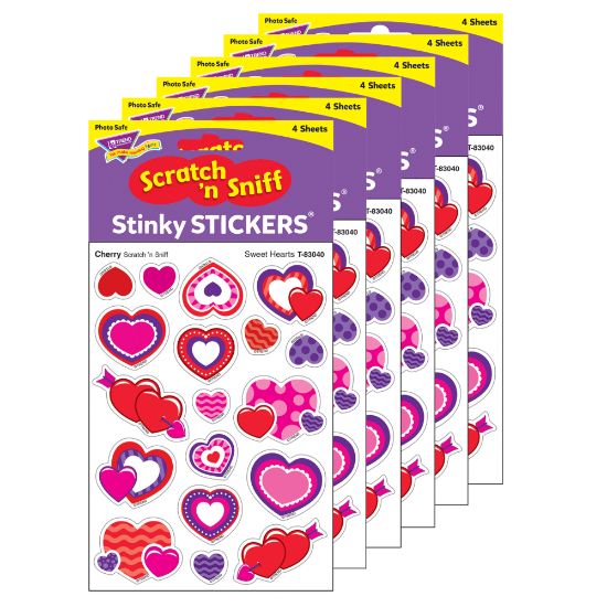 Picture of Trend Stinky Stickers, Sweet Hearts/Cherry, 72 Stickers Per Pack, Set Of 6 Packs