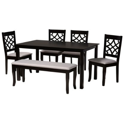 Picture of Baxton Studio Dori Dining Set, 37-7/16inH x 29-1/8inW x 59-1/16inD, Gray/Dark Brown