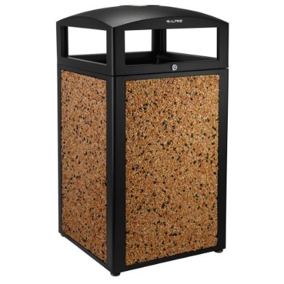 Picture of Alpine All-Weather 40-Gallon Outdoor Commercial Trash Can, With Ashtray Lid, Stone