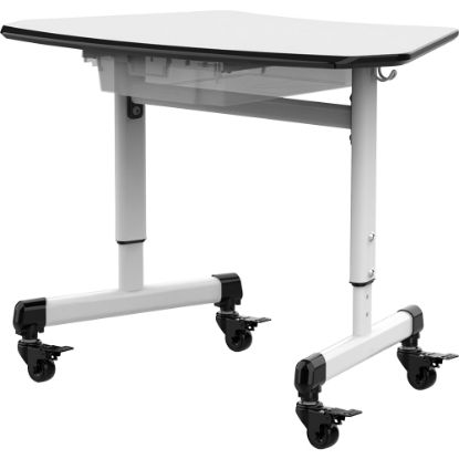 Picture of Luxor MBS 29inW Height-Adjustable Trapezoid Student Desk With Drawer, White/Gray