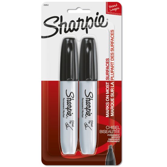 Picture of Sharpie Chisel-Tip Permanent Markers, Black, Pack Of 2