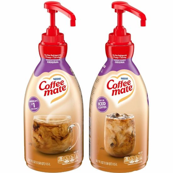 Picture of Coffee mate Sweetened Original Liquid Creamer Pump Bottle - Gluten-Free - Sweetened Original Flavor - 50.72 fl oz (1.50 L) - 2/Carton - 300 Serving