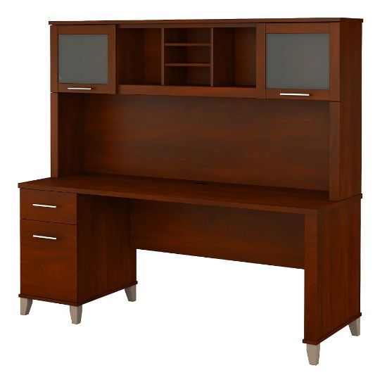 Picture of Bush Furniture Somerset Office Desk With Hutch, 72inW, Hansen Cherry, Standard Delivery