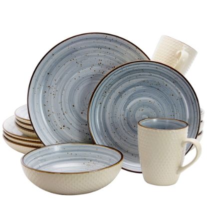 Picture of Elama 16-Piece Stoneware Dinnerware Set, Powder Blue