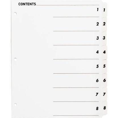 Picture of Sparco Quick Index Dividers With Table Of Contents Page, 1-8, White