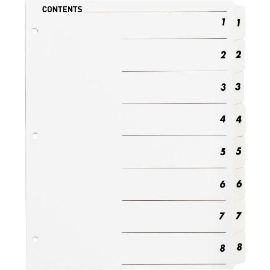 Picture of Sparco Quick Index Dividers With Table Of Contents Page, 1-8, White