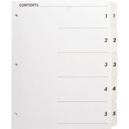 Picture of Sparco Quick Index Dividers With Table Of Contents Page, 1-5, White