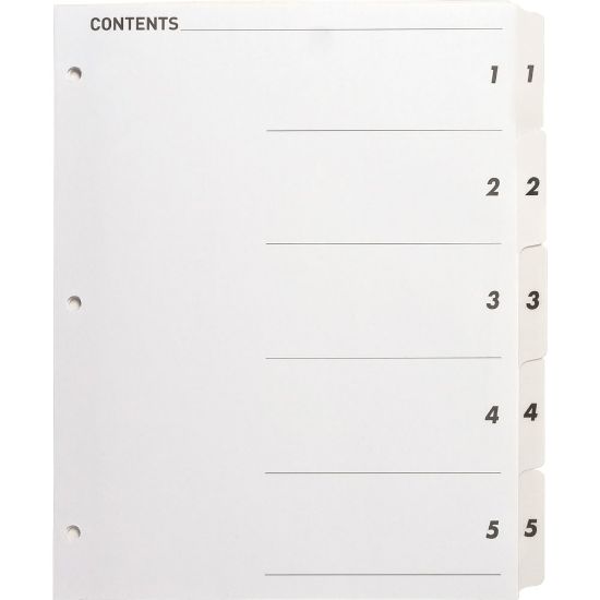 Picture of Sparco Quick Index Dividers With Table Of Contents Page, 1-5, White