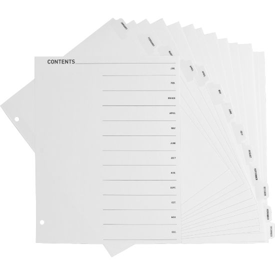 Picture of Sparco Jan-Dec Quick Index Dividers, White