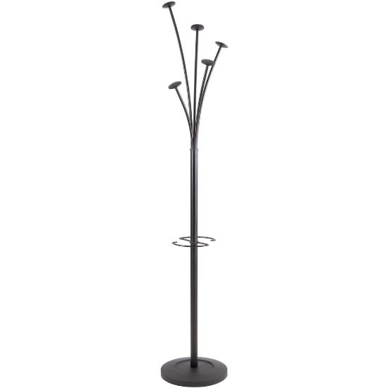 Picture of ALBA Tree-Hook Coat Stand With Umbrella Holder, 73 5/8inH x 15inW x 15inD, Black