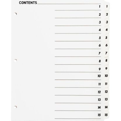 Picture of Sparco Quick Index Dividers With Table Of Contents Page, 1-15, White