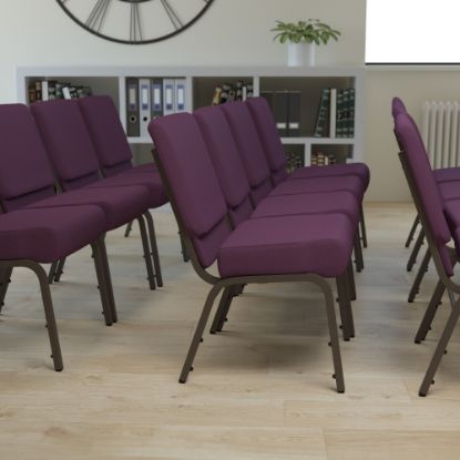 Picture of Flash Furniture HERCULES Series 21inW Stackable Church Chair, Plum/Goldvein