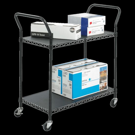 Picture of Safco Wire Utility Cart, 2 Shelves, 40 1/2inH x 43 3/4inW x 19 1/2inD, Black