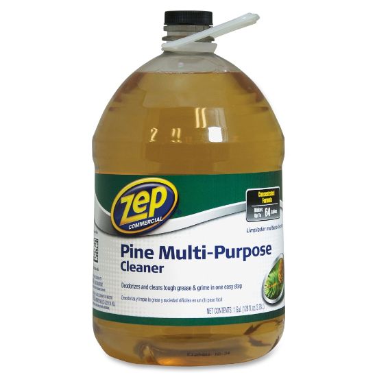 Picture of Zep Multipurpose Pine Cleaner - For Multipurpose - Concentrate - 128 fl oz (4 quart) - Pine ScentBottle - 4 / Carton - Disinfectant, Deodorize - Brown