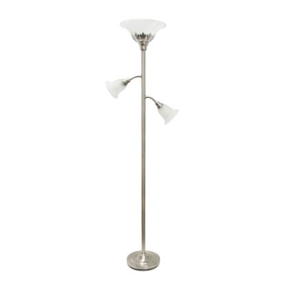 Picture of Elegant Designs 3-Light Floor Lamp, 71inH, Brushed Nickel/White