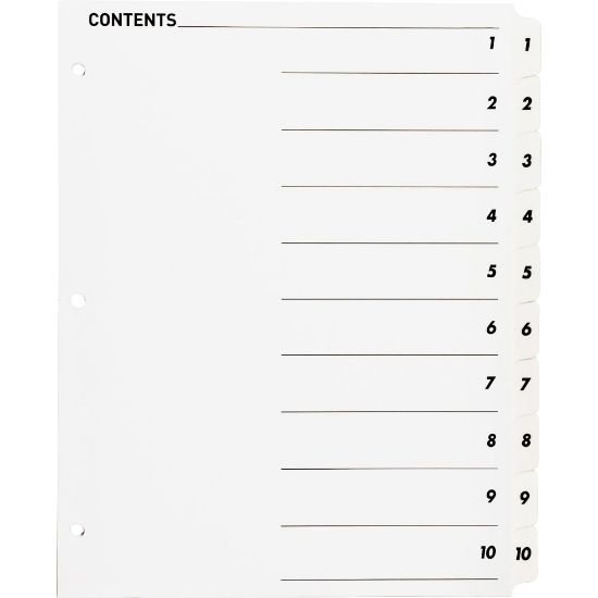 Picture of Sparco Quick Index Dividers With Table Of Contents Page, 1-10, White