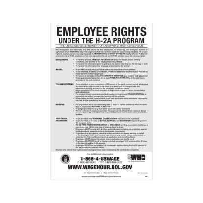 Picture of ComplyRight Federal Specialty Posters, Employee Rights Under The H-2A Program, English, 11in x 17in