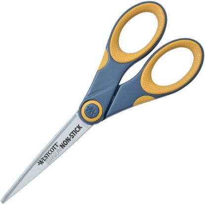 Picture of Westcott Titanium Bonded Non-Stick Scissors, 7in, Pointed, Gray/Yellow