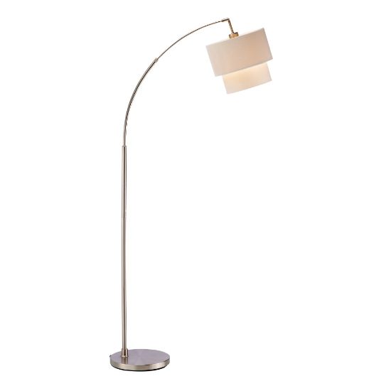 Picture of Adesso Gala Arc Floor Lamp, 71inH, White Shade/Silver Base