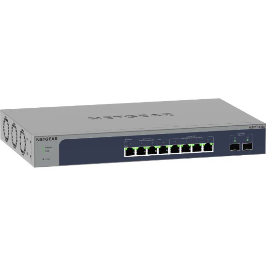 Picture of Netgear MS510TXUP Ethernet Switch - 8 Ports - Manageable - 3 Layer Supported - Modular - 380 W Power Consumption - 295 W PoE Budget - Twisted Pair, Optical Fiber - PoE Ports - Rack-mountable, Desktop - Lifetime Limited Warranty