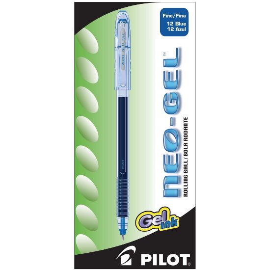 Picture of Pilot Neo-Gel Rollerball Pens, Fine Point, 0.7 mm, Clear Barrel, Blue Ink, Pack Of 12