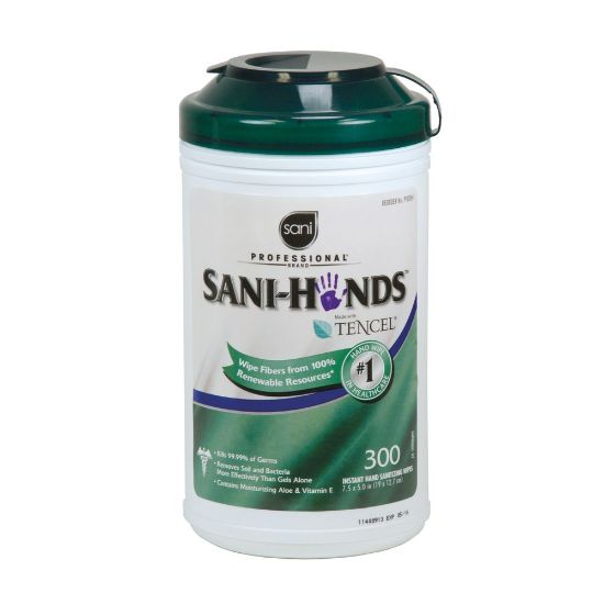 Picture of Sani-Hands Instant Hand Sanitizing Wipes - 7.50in x 5.50in - Dye-free, Fragrance-free, Alcohol Based, Eco-friendly - For Hand, Hospital, Office - 300 / Each